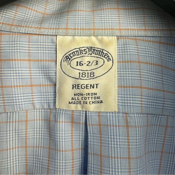 Brooks Brothers Regent Men's Long Sleeve Button Up Shirt Size 16 Blue Orange - Picture 8 of 8
